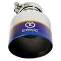 aFe Takeda 304 Stainless Steel Clamp-On Exhaust Tip 2.5in. Inlet / 4.5in. Outlet - Blue Flame