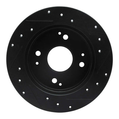 R1 92-97 Acura CL Rear Left Drilled & Slotted Black Brake Rotor