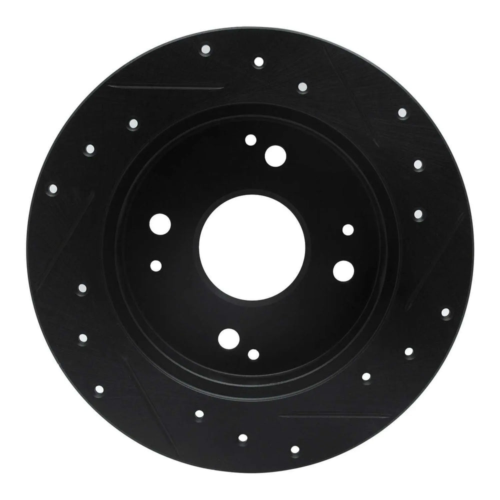 R1 92-97 Acura CL Rear Left Drilled & Slotted Black Brake Rotor