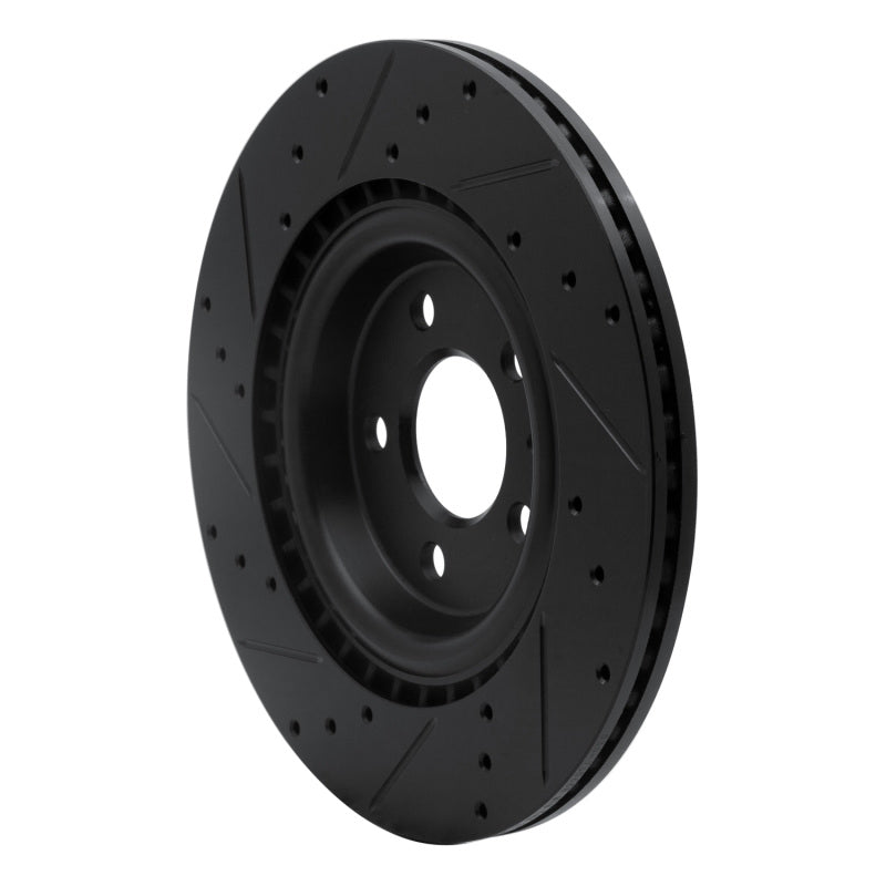 R1 2008-2025 Audi A4 (Mexico) Rear Right Drilled & Slotted Black Brake Rotor