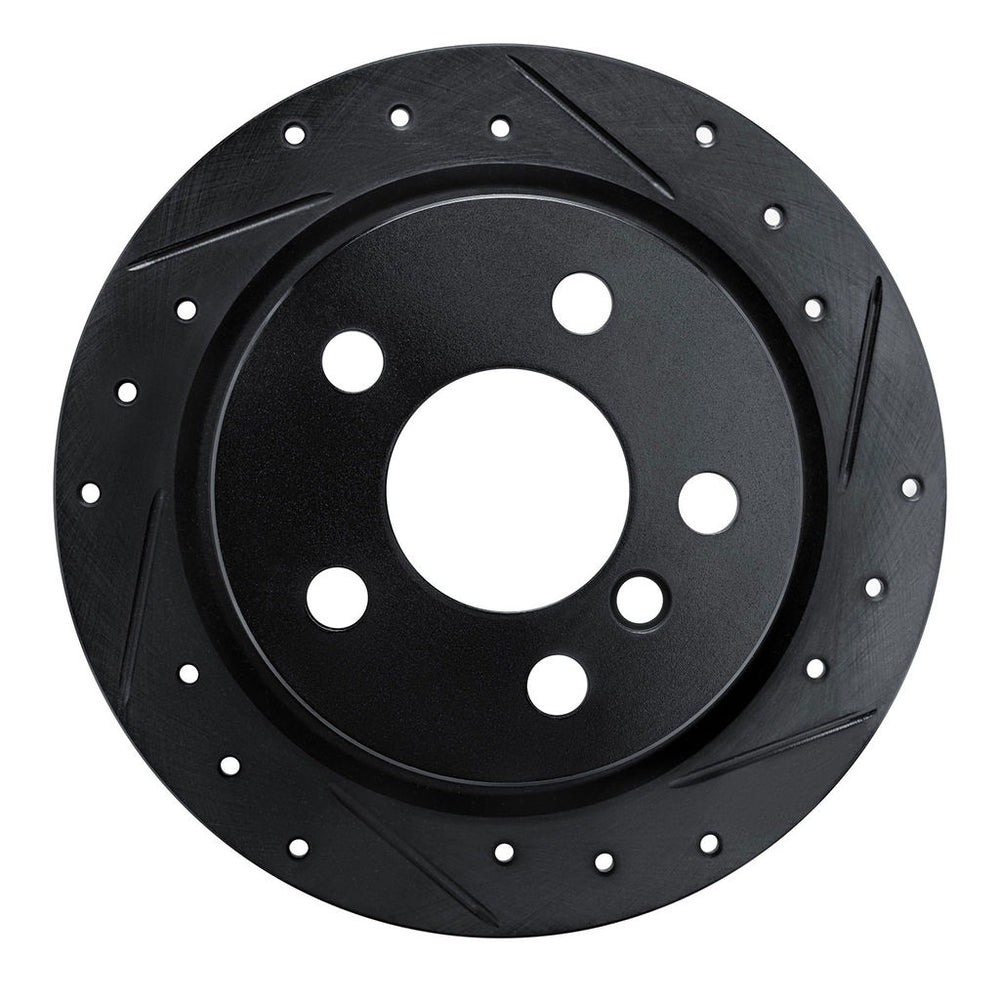 R1 14-24 Mini Cooper (Excl Clubman) Rear Right Drilled & Slotted Black Brake Rotor