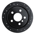R1 14-24 Mini Cooper (Excl Clubman) Rear Right Drilled & Slotted Black Brake Rotor