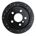 R1 14-24 Mini Cooper (Excl Clubman) Rear Right Drilled & Slotted Black Brake Rotor