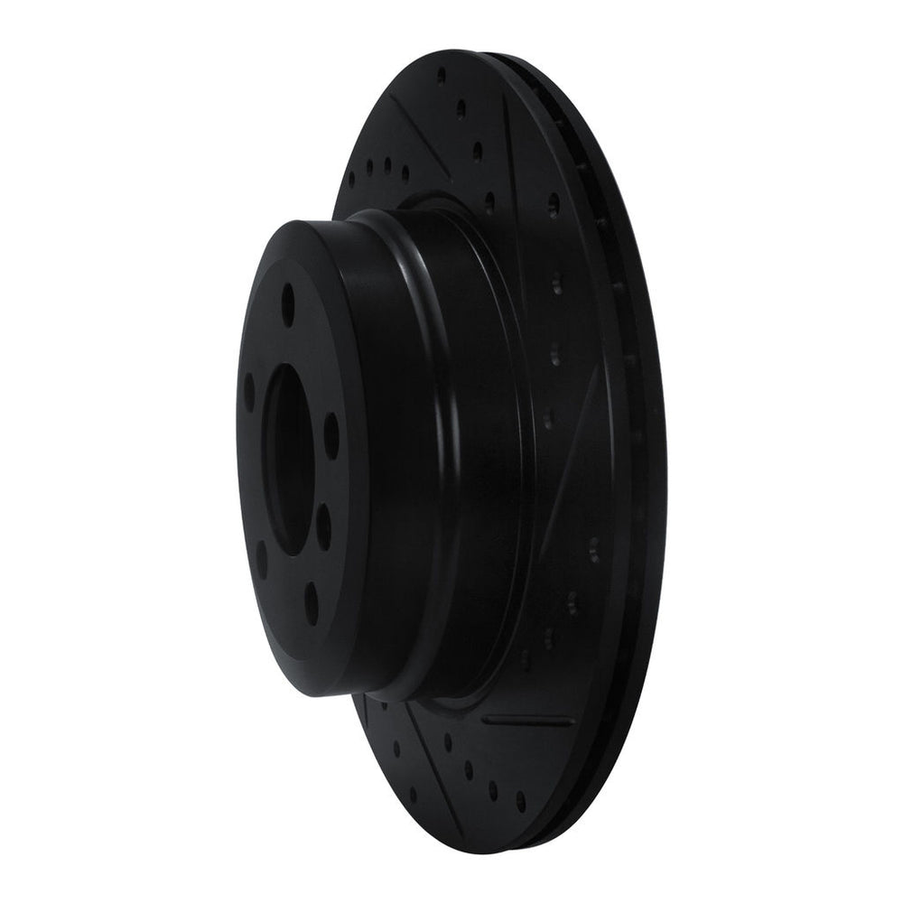 R1 07-19 BMW X5 Rear Right Drilled & Slotted Black Brake Rotor