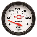 AutoMeter Gauge Oil Pressure 2-5/8in. 100PSI Electric Chevy Red Bowtie White