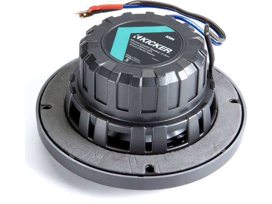 KM4 4-Inch (100mm) Marine Coaxial Speakers with 1/2-Inch (13mm) Tweeters 2-Ohm Charcoal and White Grilles