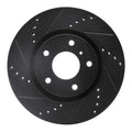 R1 03-05 Infiniti G35 Front Left Drilled & Slotted Black Brake Rotor