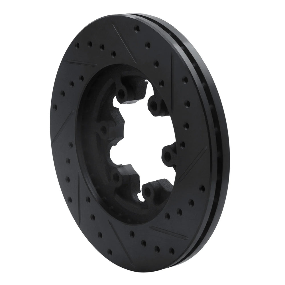 R1 04-08 Chevrolet Colorado Front Left Drilled & Slotted Black Brake Rotor