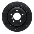 R1 01-06 BMW 330CI Rear Left Drilled & Slotted Black Brake Rotor
