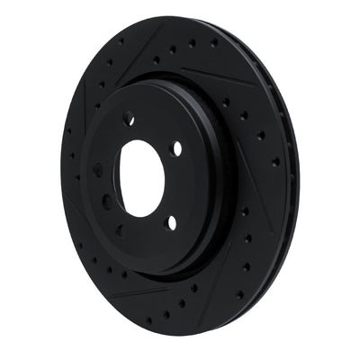 R1 01-06 BMW 330CI Rear Left Drilled & Slotted Black Brake Rotor