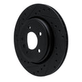 R1 01-06 BMW 330CI Rear Left Drilled & Slotted Black Brake Rotor