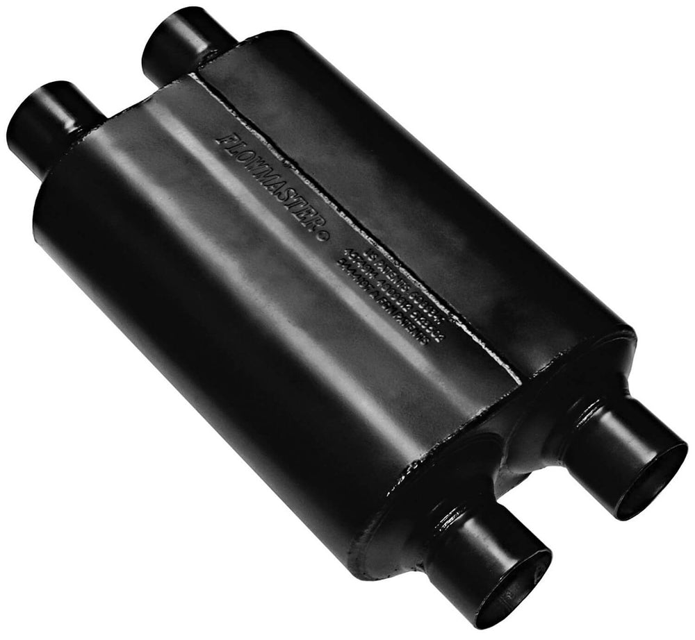 Super 40 Series Chambered Muffler Super 40 2.50 Offset In 2.50 Center Out Aggressive Sound Flowmaster