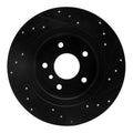 R1 94-04 Land Rover Discovery Rear Left Drilled & Slotted Black Brake Rotor