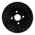 R1 12-18 Toyota Yaris (USA/Canada) Rear Left Drilled & Slotted Black Brake Rotor