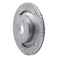 R1 09-20 Nissan 370Z Rear Left Drilled & Slotted Silver Brake Rotor