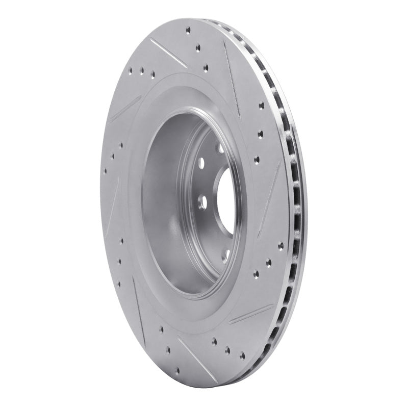 R1 09-20 Nissan 370Z Rear Left Drilled & Slotted Silver Brake Rotor