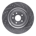 R1 09-20 Nissan 370Z Rear Left Drilled & Slotted Silver Brake Rotor