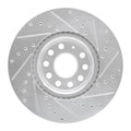 R1 Concepts Brake Rotor Drilled and Slotted Silver Fits Audi A3