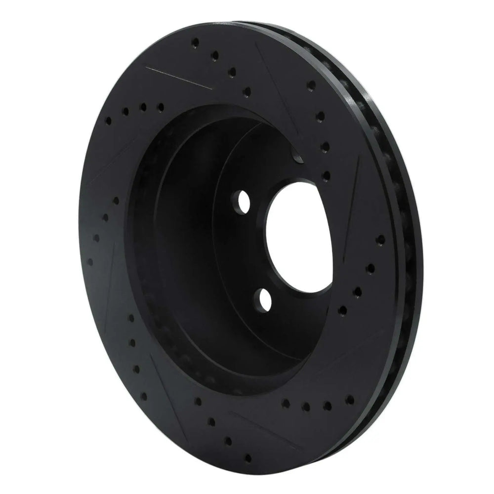 R1 99-06 Jeep Cherokee Front Left Drilled & Slotted Black Brake Rotor