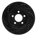 R1 99-06 Jeep Wrangler Front Right Drilled & Slotted Black Brake Rotor