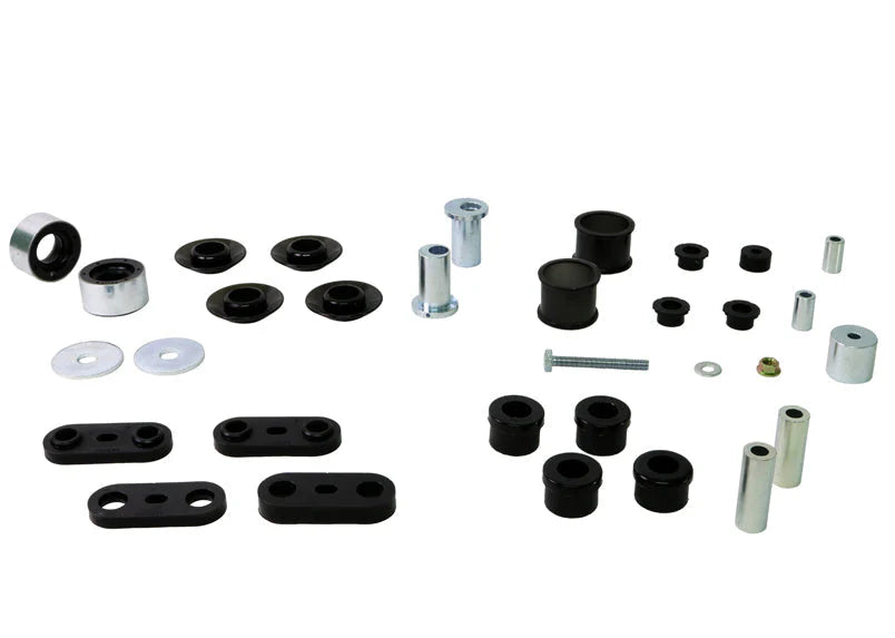 Essential Vehicle Kit 2 Shell Bushings 18 Bushings 6 Tubes Removal Tool 1 Bolt 3 Washers 1 Nut Install Guide Grease
