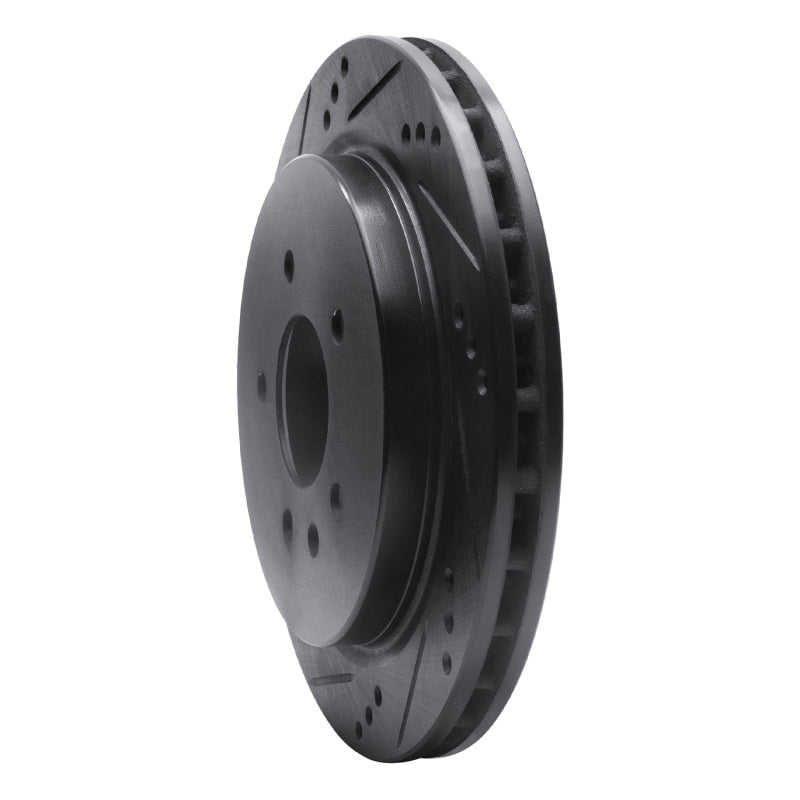 R1 03-11 Cadillac CTS Rear Left Drilled & Slotted Black Brake Rotor