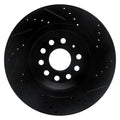 R1 15-25 Volkswagen GTI Rear Left Drilled & Slotted Black Brake Rotor