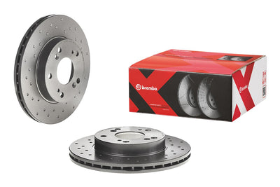 Brembo 02-06 Acura RSX/04-11 Honda Civic/11-15 CR-Z Front Premium Xtra Cross Drilled UV Coated Rotor