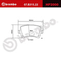 Brembo 06-15 Audi TT Quattro HP2 Pads - Rear