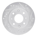 R1 82-83 Honda Civic Hatchback Front Right Drilled & Slotted Silver Brake Rotor