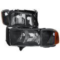 1500 2500 3500 SPORT HEADLIGHTS AND CORNER LIGHTS MATTE BLACK HOUSING CLEAR LENS AMBER REFLECTOR