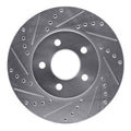 R1 05-10 Ford Mustang Front Left Drilled & Slotted Silver Brake Rotor