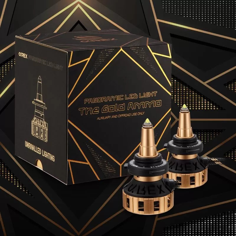 AlphaRex Gold Ammo Panoramic LED Light Bulbs - H7