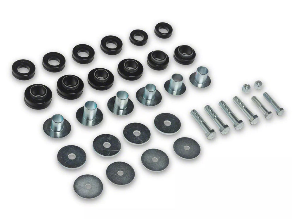 Body mount - bushing 12 Bushings 6 Tubes 6 Bolts 8 Washers 2 Nuts Grease