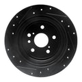 R1 04-10 Toyota SIENNA Rear Right Drilled & Slotted Black Brake Rotor