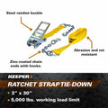 30FT X 3IN RATCHET TIEDOWN W/CHAIN ENDS & GRAB HOOK 5000 LBS WLL (15000 LBS.