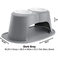 WeatherTech Pet Feeding System Double High 64oz 12in. Poly Bowl - Dark Grey