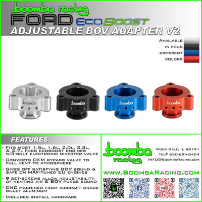 Boomba Racing FORD EB ADJUSTABLE BOV ADAPTOR 2- BLACK