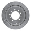 R1 17-21 Toyota Land Cruiser Rear Left Drilled & Slotted Silver Brake Rotor