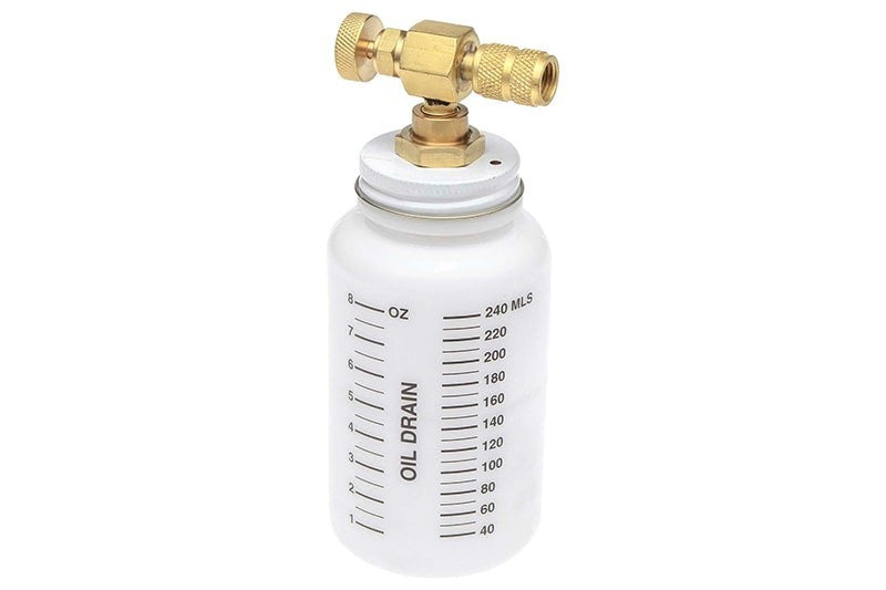 ~(1 lbs. 7X5X4)~ Oil Drain Bottle Assembly 8 oz 1/4in flare female 90 deg. RHS730/780/2780