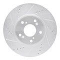 R1 13-25 Honda Civic Hatchback Front Left Drilled & Slotted Silver Brake Rotor