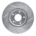 R1 13-25 Honda Civic Hatchback Front Left Drilled & Slotted Silver Brake Rotor