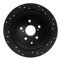 R1 10-20 Lexus RX450h Rear Left Drilled & Slotted Black Brake Rotor