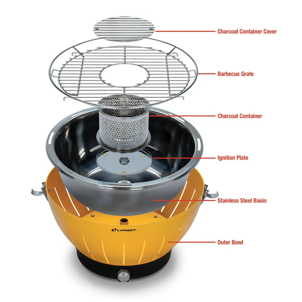 ODYSSEY PORTABLE CHARCOAL GRILL AMBER