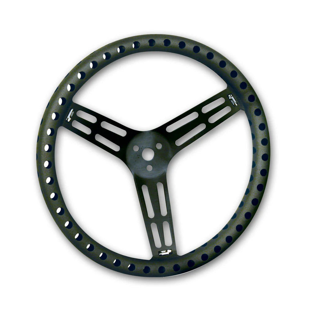 Steering Wheel 15in Dished Drilled Black
