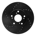 R1 06-15 Honda Civic Front Left Drilled & Slotted Black Brake Rotor