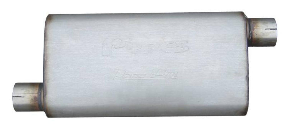 Race Pro Series Muffler 18 in 2.5 in Offset Offset Hardware Not Incl Natural 409 Stainless Steel Pypes Exhaust