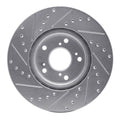 R1 06-15 Honda Civic Si Front Right Drilled & Slotted Silver Brake Rotor