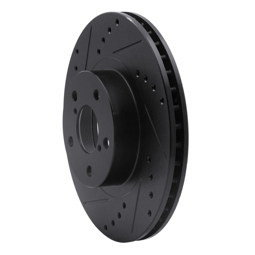 R1 90-16 Saab 9-2X Front Left Drilled & Slotted Black Brake Rotor