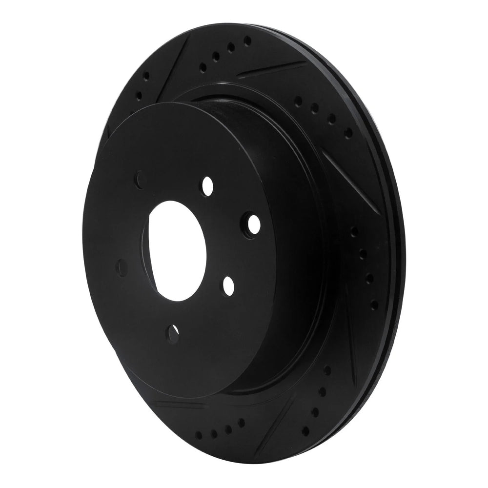 R1 2003-2024 Infiniti M37 Rear Left Drilled & Slotted Black Brake Rotor
